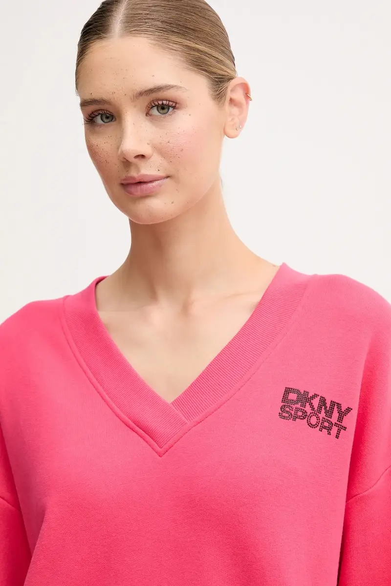 felpa in cotone donna colore rosa con applicazione DP5T1279 miniatura 4