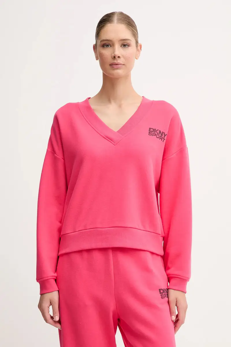 felpa in cotone donna colore rosa con applicazione DP5T1279