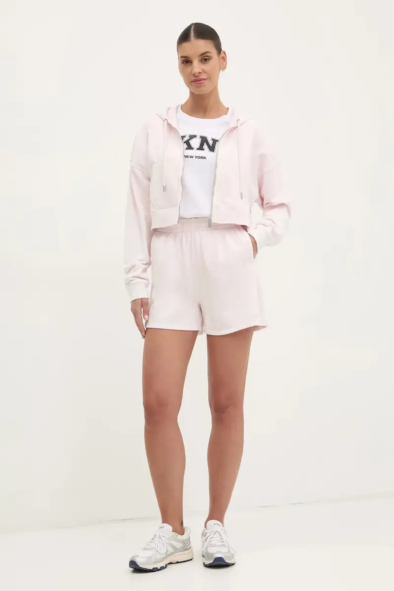 felpa in cotone donna colore rosa con cappuccio DP5J9578 miniatura 2