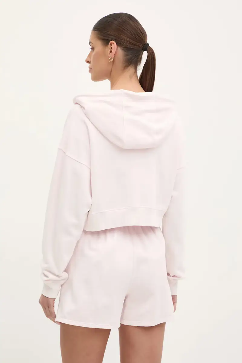 felpa in cotone donna colore rosa con cappuccio DP5J9578 miniatura 3