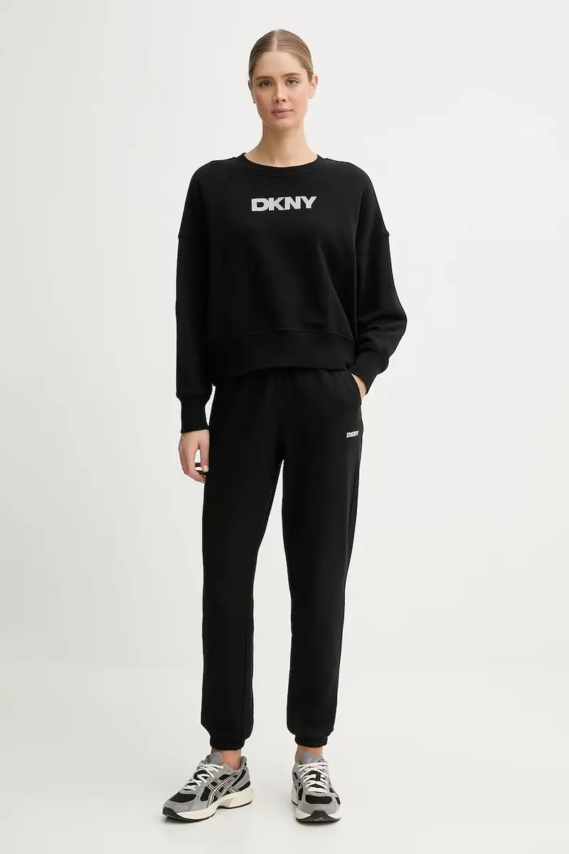 felpa in cotone LOGO TERRY donna colore nero con applicazione DP5T1370 miniatura 2