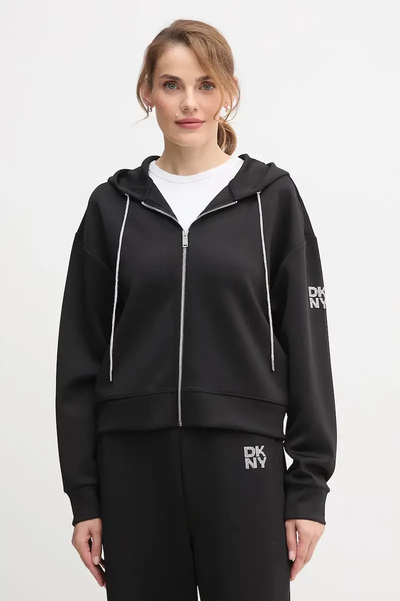 felpa KNIT JACKET donna colore nero con cappuccio P5ME7CNY