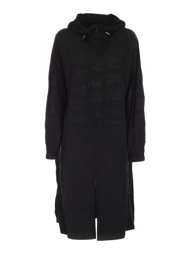 Giubbino lunga a vento nera Nero