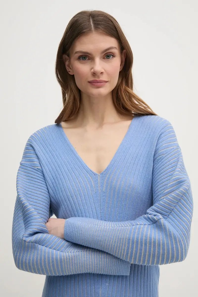 maglione donna colore blu P4KSAL67 miniatura 4