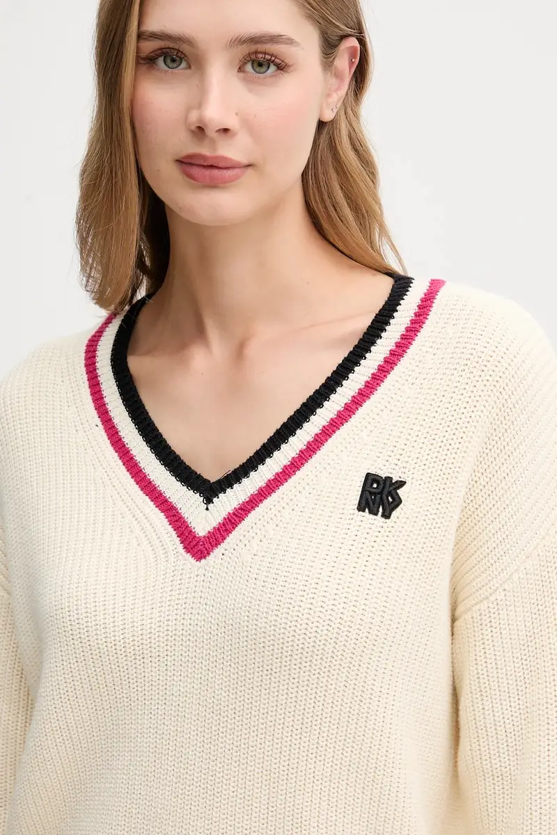 maglione in cotone donna colore beige DJ5R0730 miniatura 4