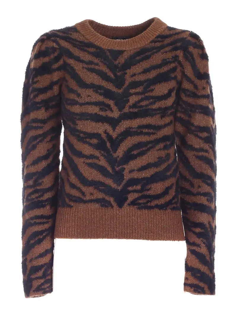 Maglione marrone e nero zebrato Animalier