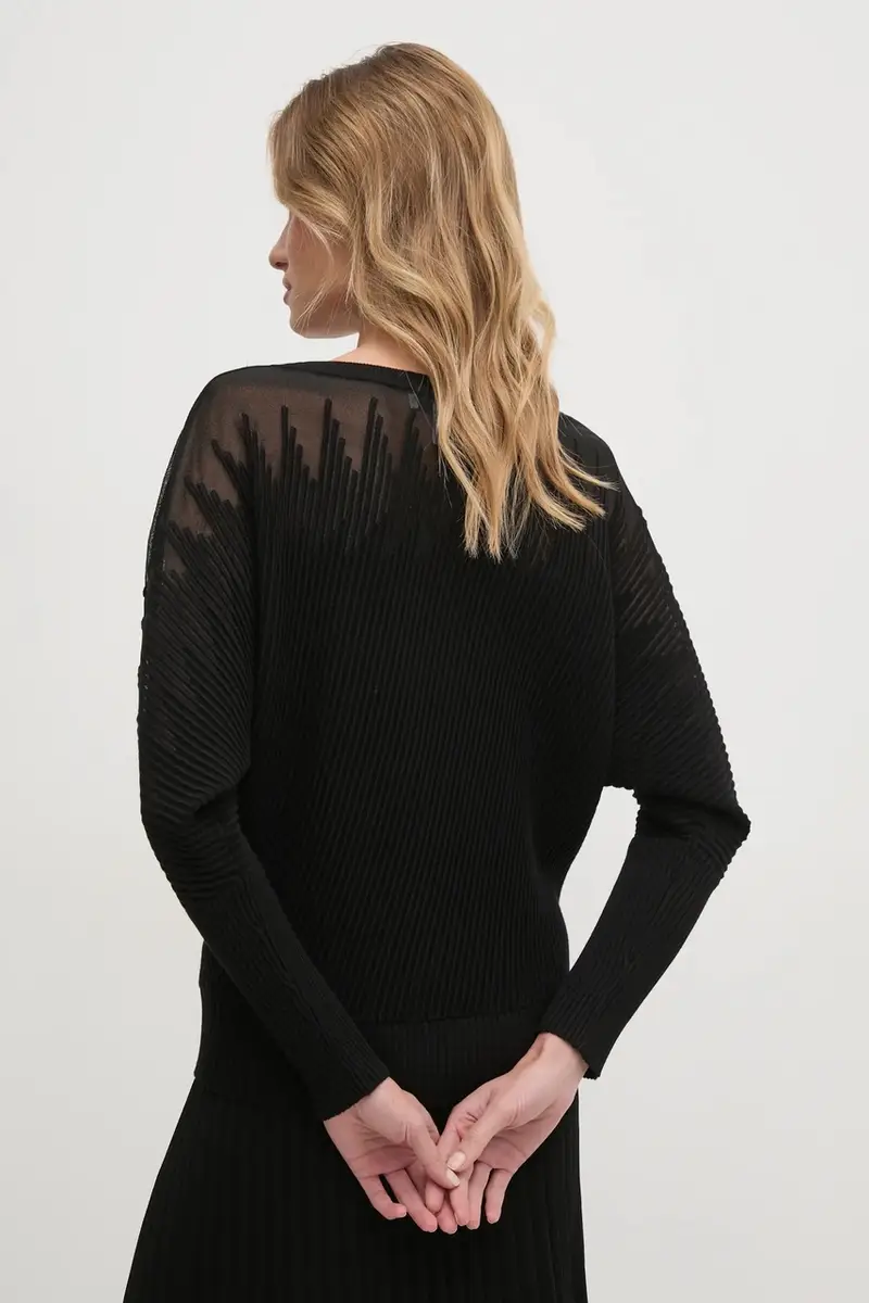 Dkny Maglia nera con taglio largo miniatura 3