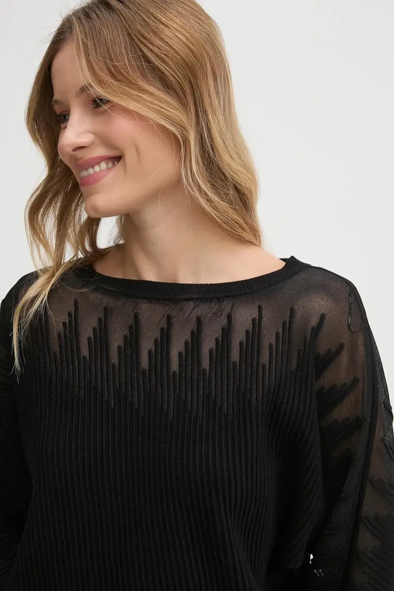 Dkny Maglia nera con taglio largo miniatura 4