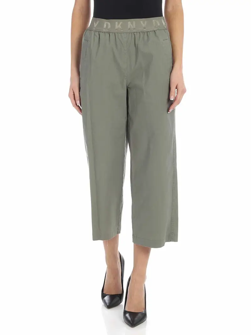 Pantalone verde salvia con elastico logato