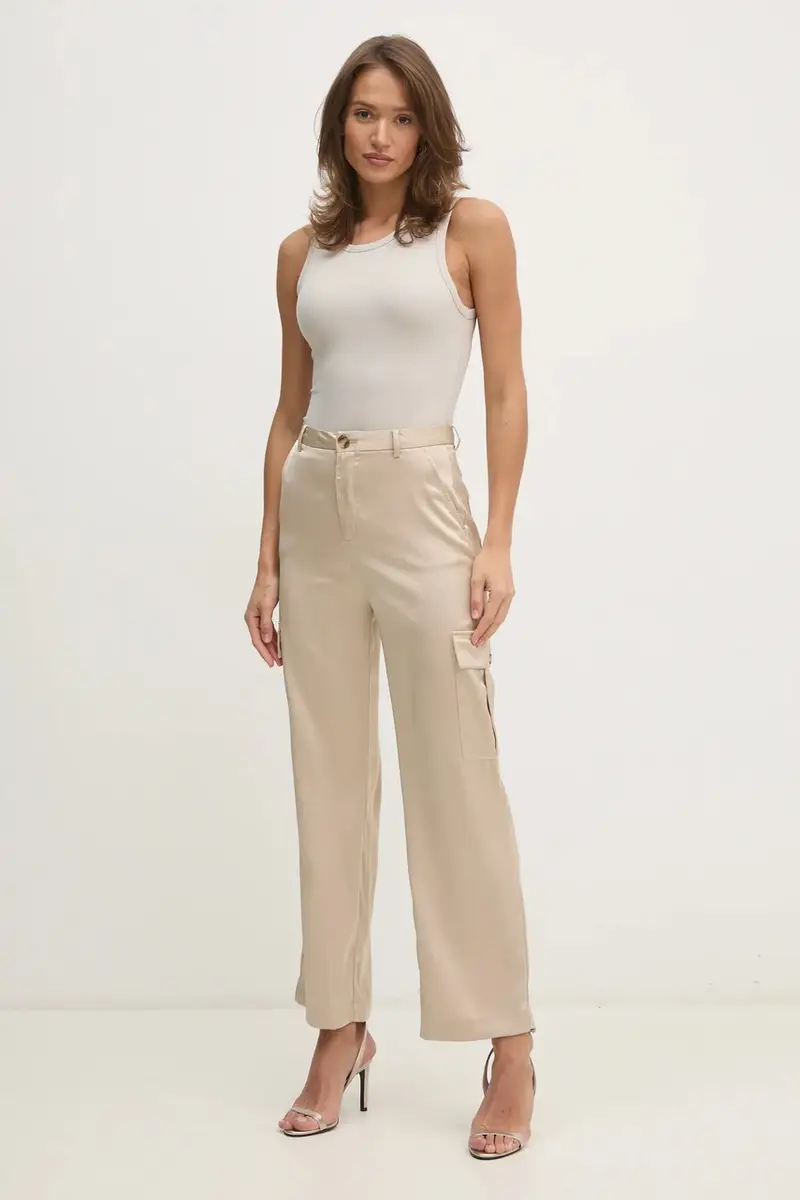 pantaloni donna colore beige DJ4P3011 miniatura 2