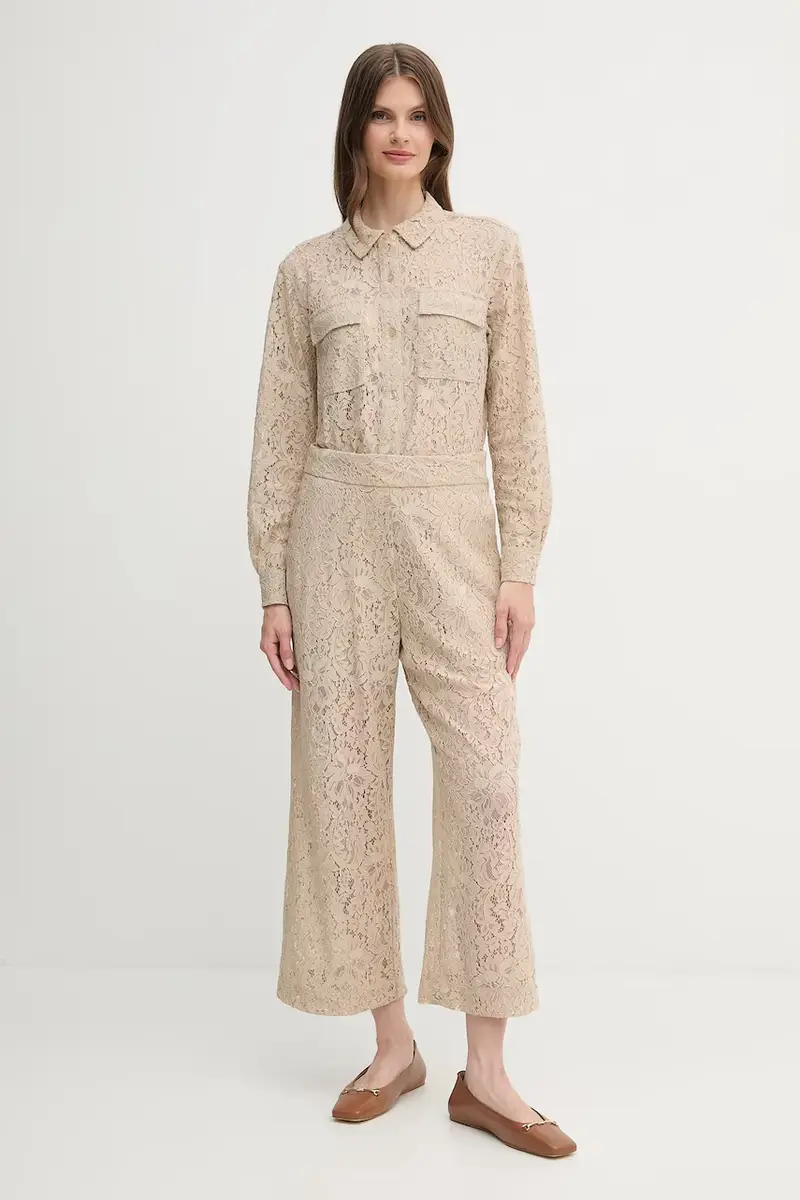 pantaloni donna colore beige DJ5P3081 miniatura 2