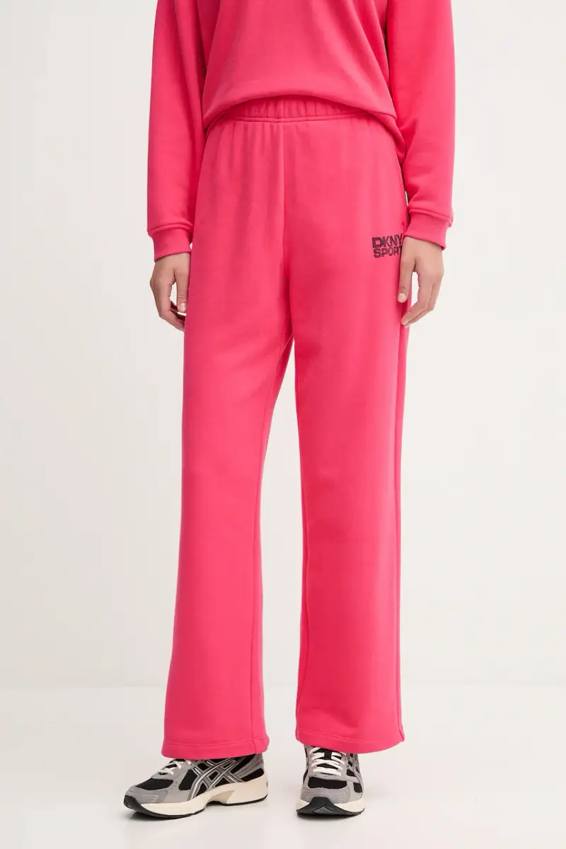 pantaloni tuta di cotone donna colore rosa con applicazione DP5P3650