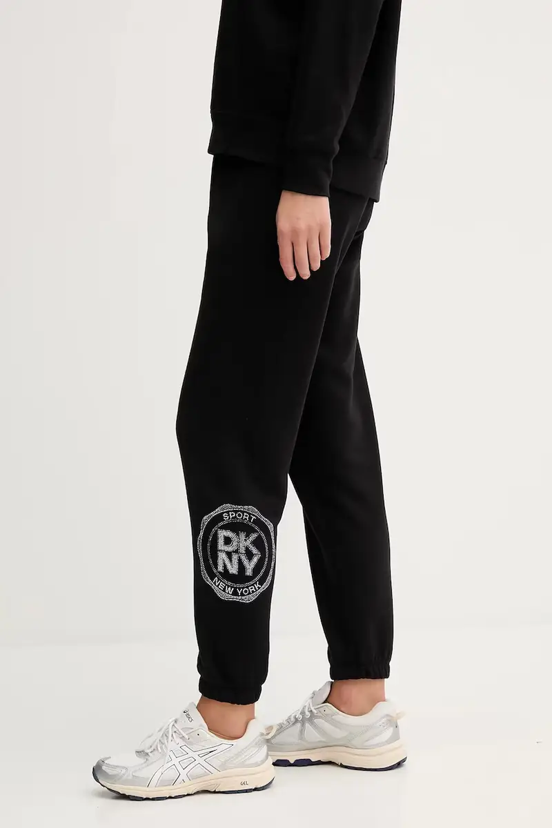 pantaloni tuta donna colore nero con applicazione DP5P3667 miniatura 4