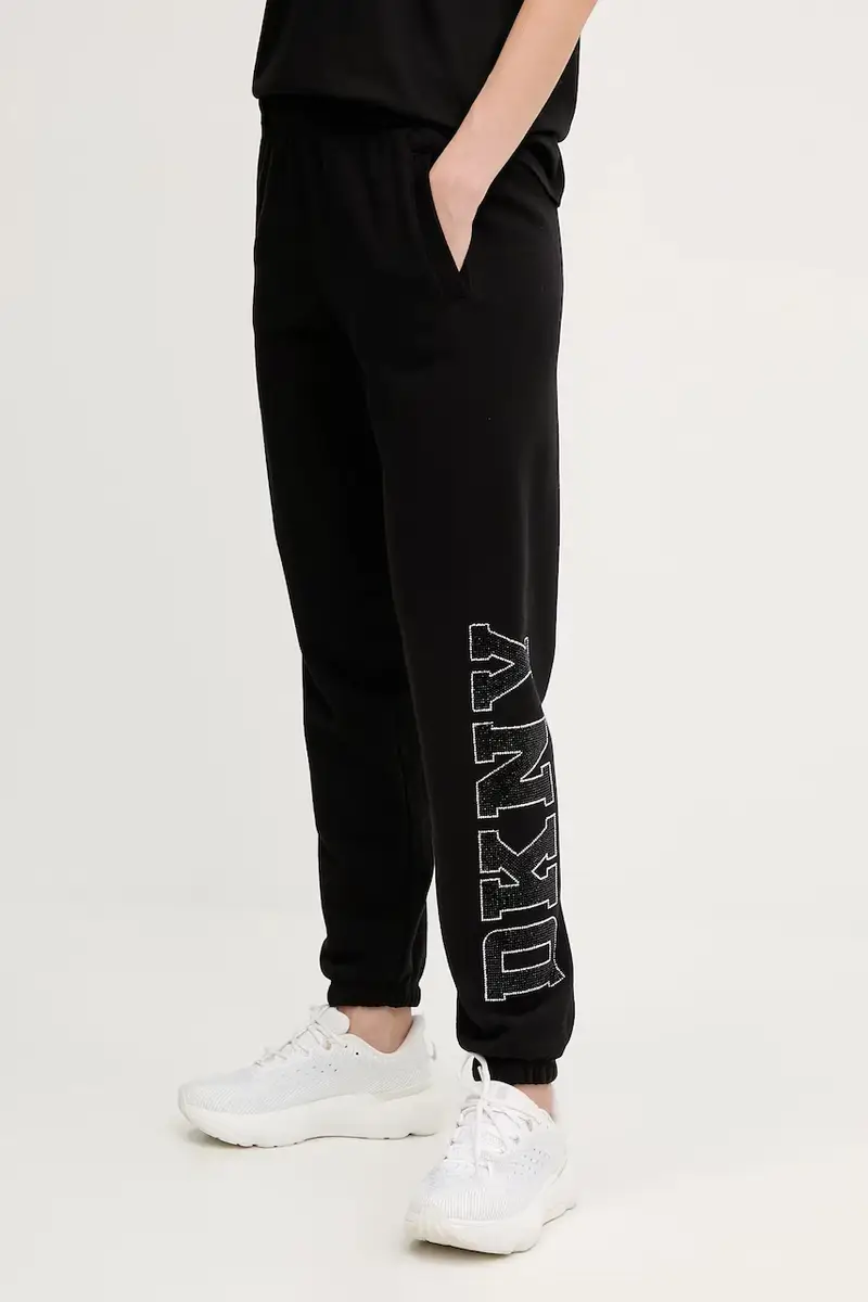 pantaloni tuta donna colore nero con applicazione DP5P3737 miniatura 4