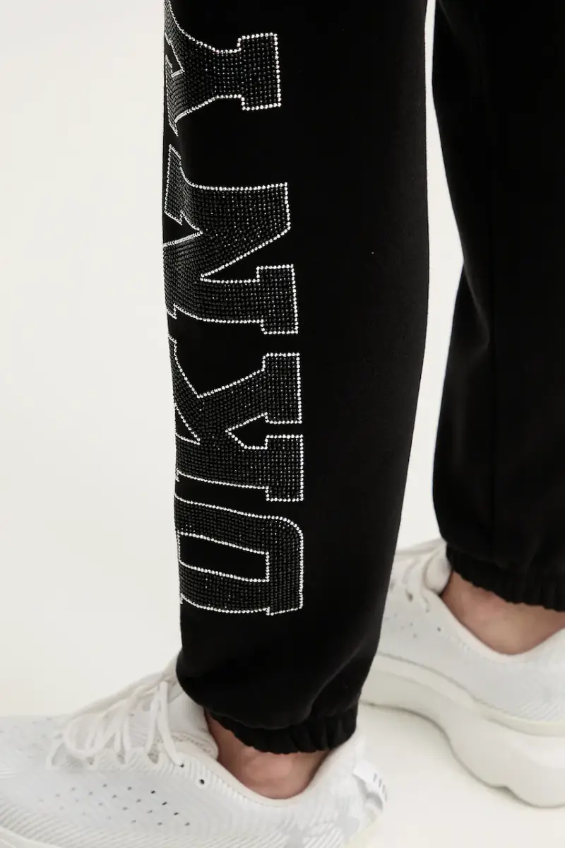 pantaloni tuta donna colore nero con applicazione DP5P3737 miniatura 5