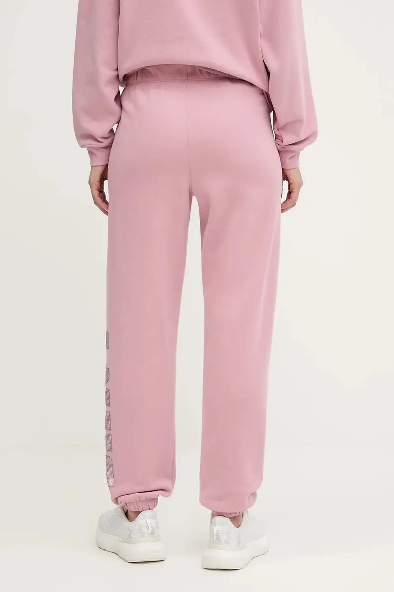 pantaloni tuta donna colore rosa con applicazione DP5P3737 miniatura 3