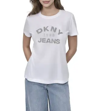 per donna DJ5T1510 Maglietta bianca Arched 1989 (XS), Bianco, Casual, Cotone, Manica corta