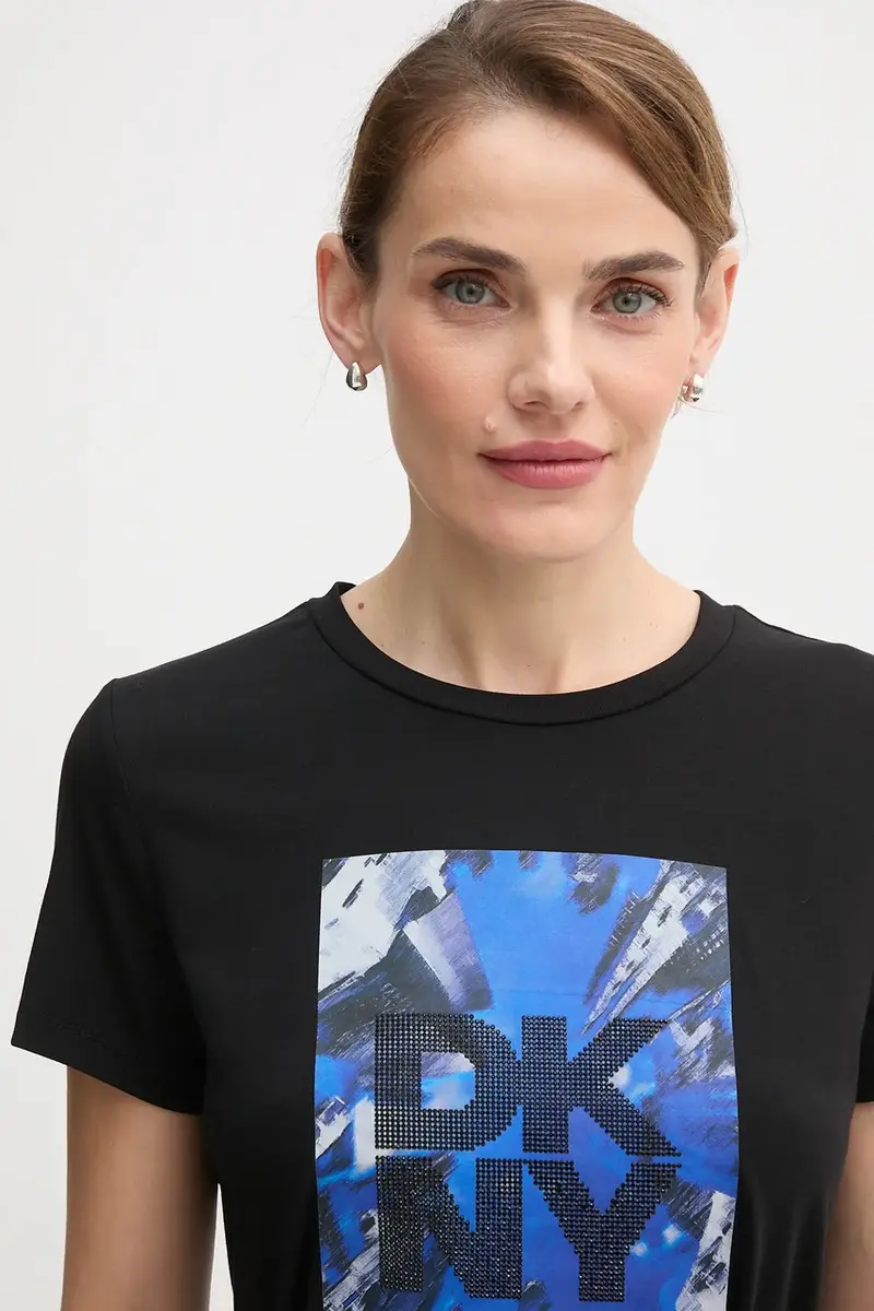 DKNY T-shirt Donna Nero 3847288 miniatura 4
