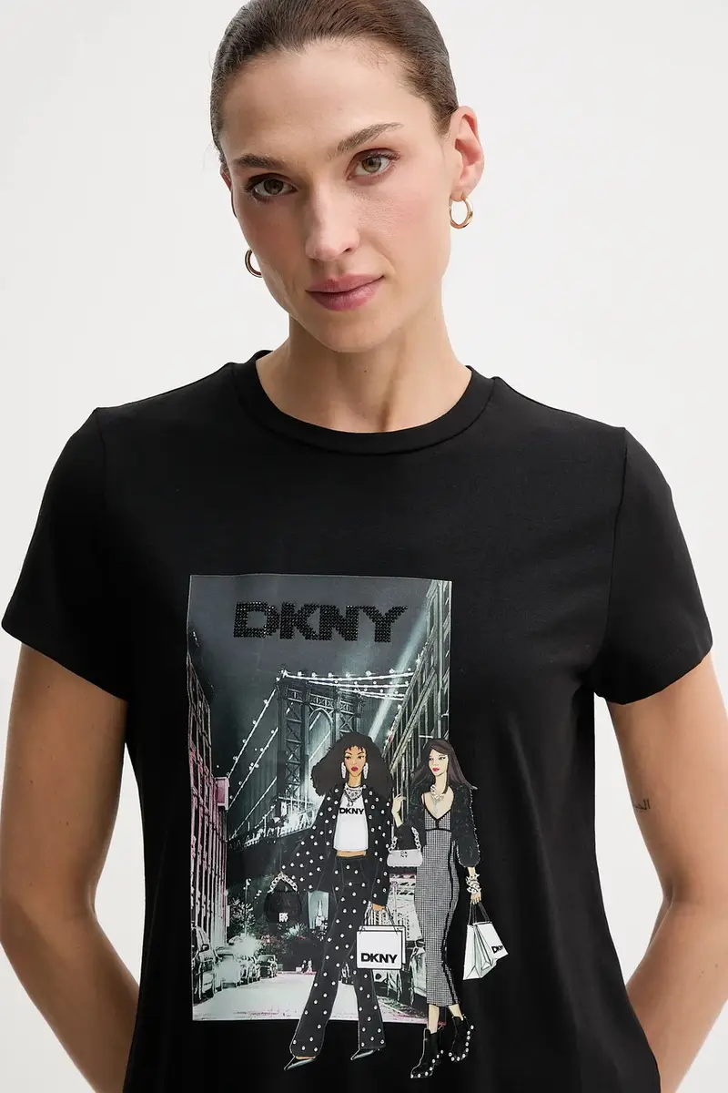DKNY T-shirt Donna Nero 3847090 miniatura 4