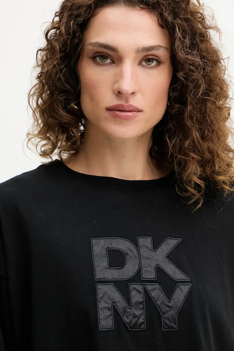 top a maniche lunghe in cotone colore nero DJ5T1488 miniatura 4