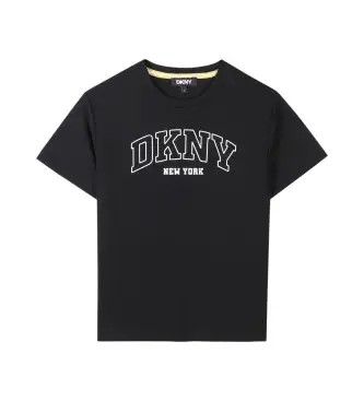unisex per bambino D62237 T-shirt nera a maniche corte con logo (8años= 126cm), Nero, Casual, Poliestere, moda per bambini