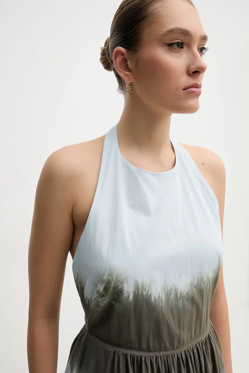 vestito in cotone colore blu DJ5D9063 miniatura 4