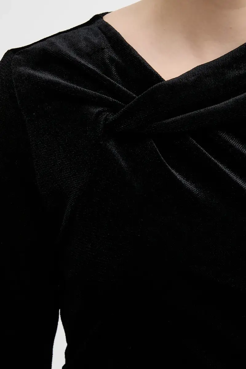 vestito in velluto colore nero DD5V1M55 miniatura 5