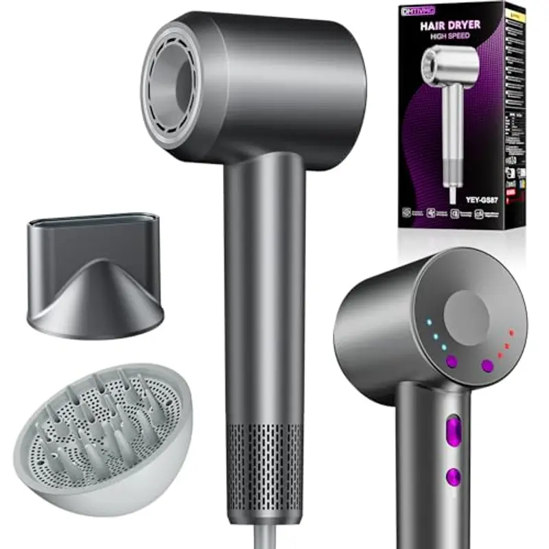 DMTIVMG Asciugacapelli Ionico 1600W Phon Capelli Professionale 4 Temperature 3 Velocità del Vento 150000 RPM Motore