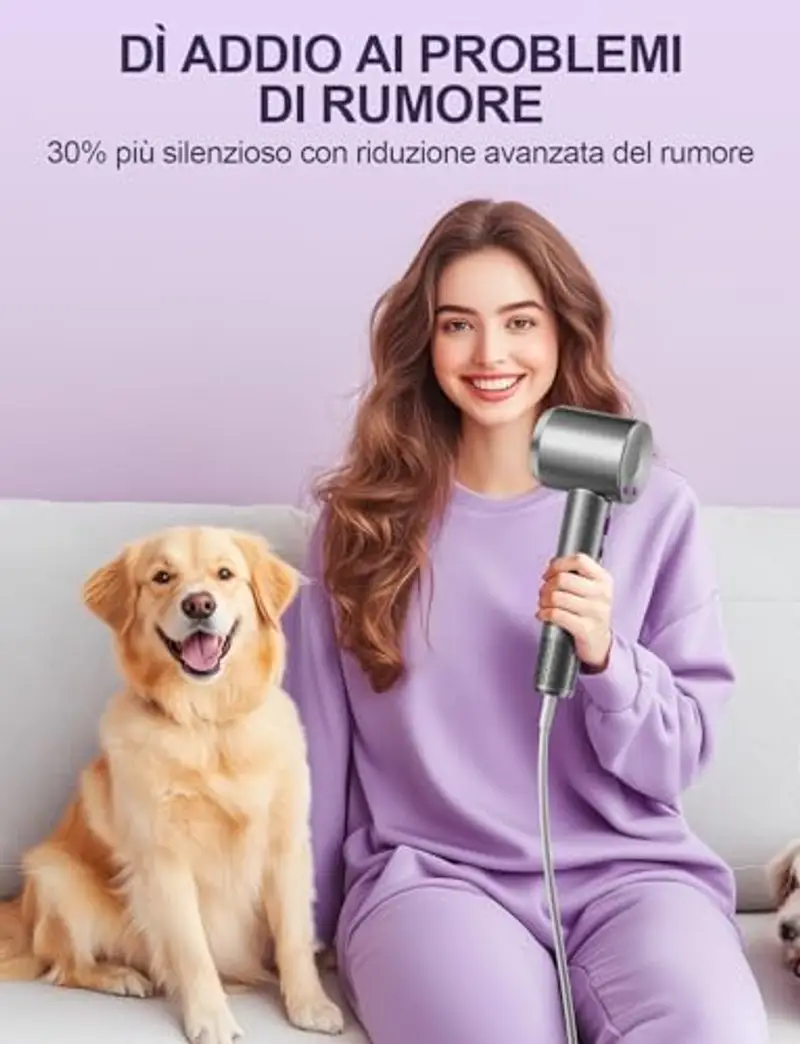 DMTIVMG Asciugacapelli Ionico 1600W Phon Capelli Professionale 4 Temperature 3 Velocità del Vento 150000 RPM Motore miniatura 3