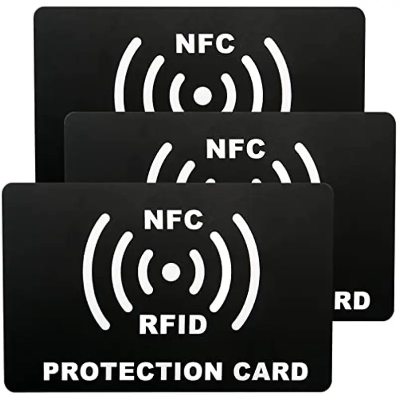 DOANTE 3 Pezzi Protezione RFID, Scheda di Blocco RFID & NFC, Sicurezza del Portafoglio Contro la Scansione Senza Contatto Illegale, per Proteggi Carta Bancaria, Pasaporto (Nero)