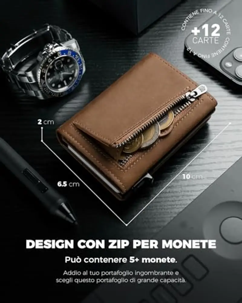 DODENSHA Portamonete Uomo Marrone 1600000 miniatura 3