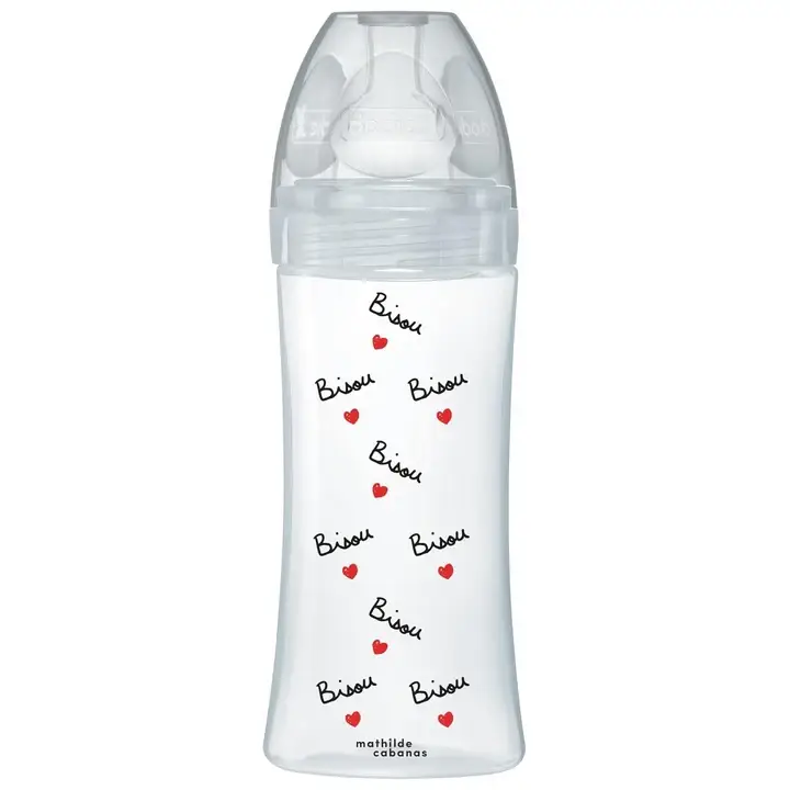 Biberon Anti-Colico Tettarella Piastra - +6 Mesi - Portata 3 - "Bacio" - Collezione Mathilde Cabanas - 330ml