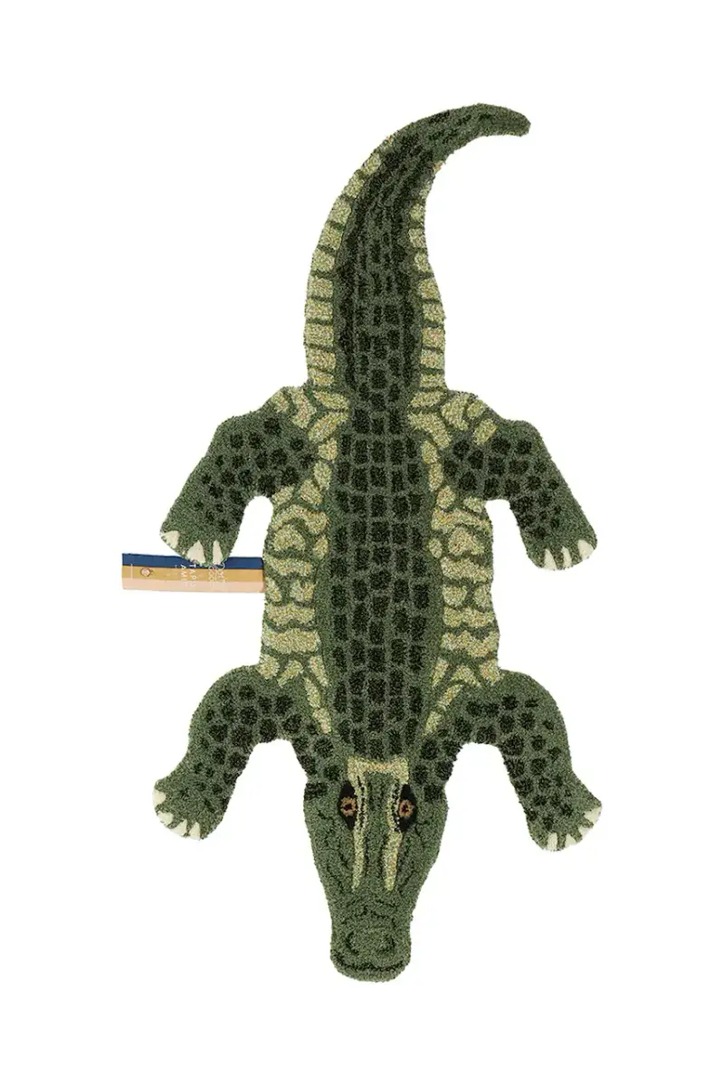 tappeto di lana Coolio Crocodile S colore verde