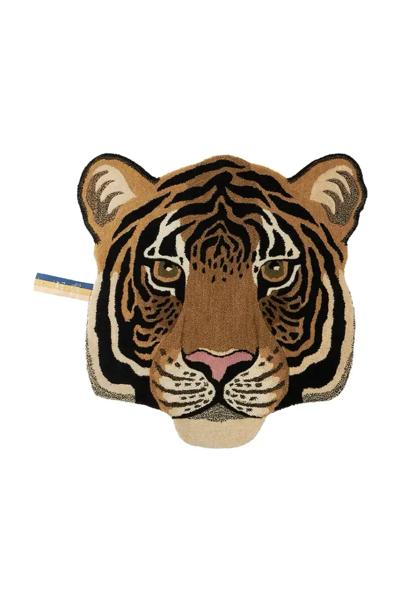tappeto di lana Rajah Tiger Head Multicolore