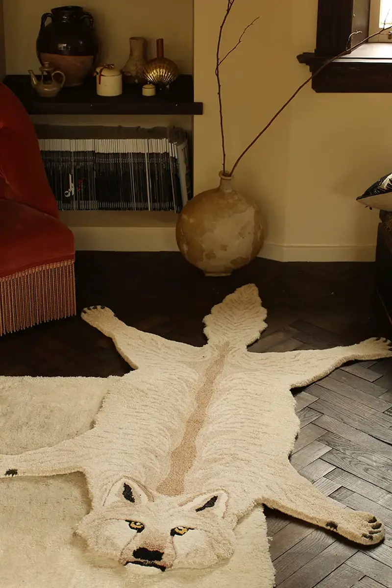 tappeto di lana Woozy Wolf Rug Large Beige miniatura 5