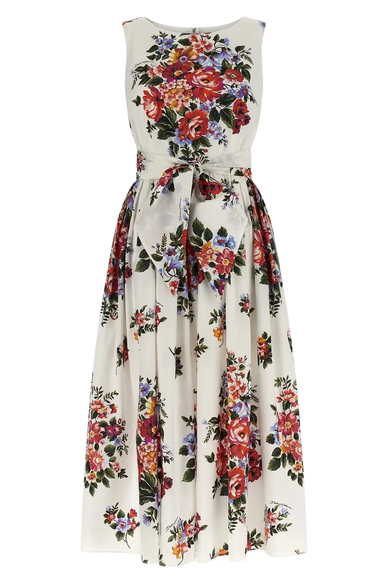 Abito Bouquet Di Fiori Bianco