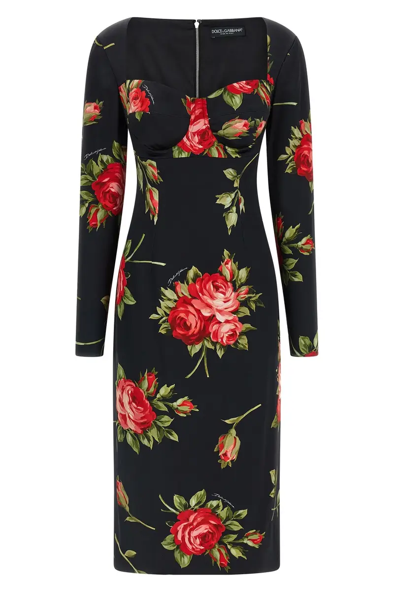 Abito Bouquet Rose Nero