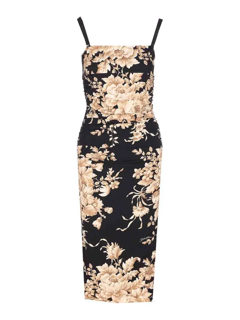 Abito con stampa rose Nero