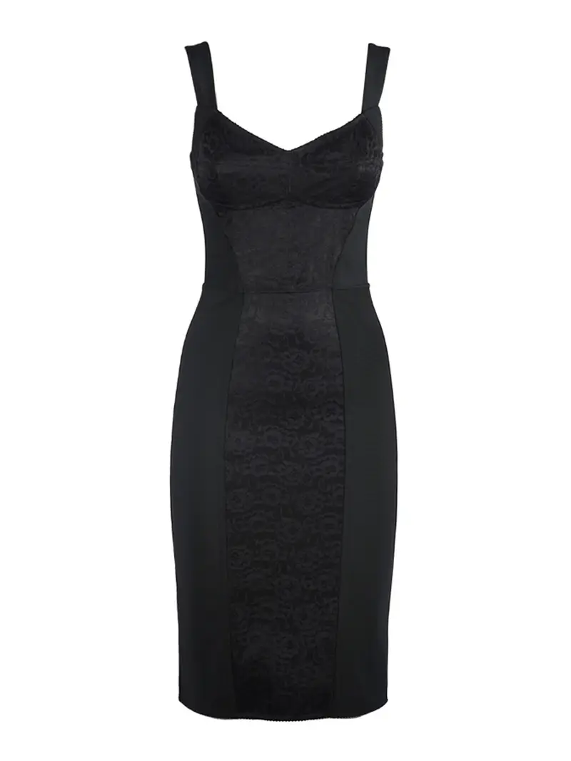 Abito corsetto effetto pizzo Nero