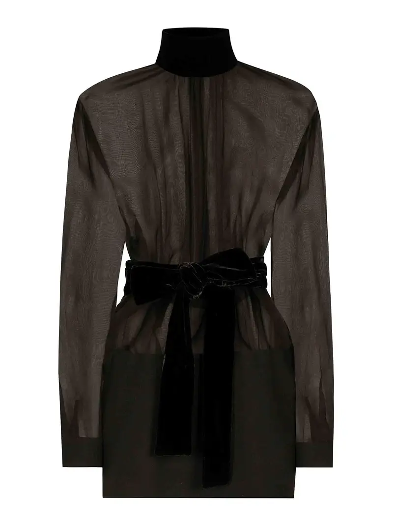 Abito corto in organza Nero