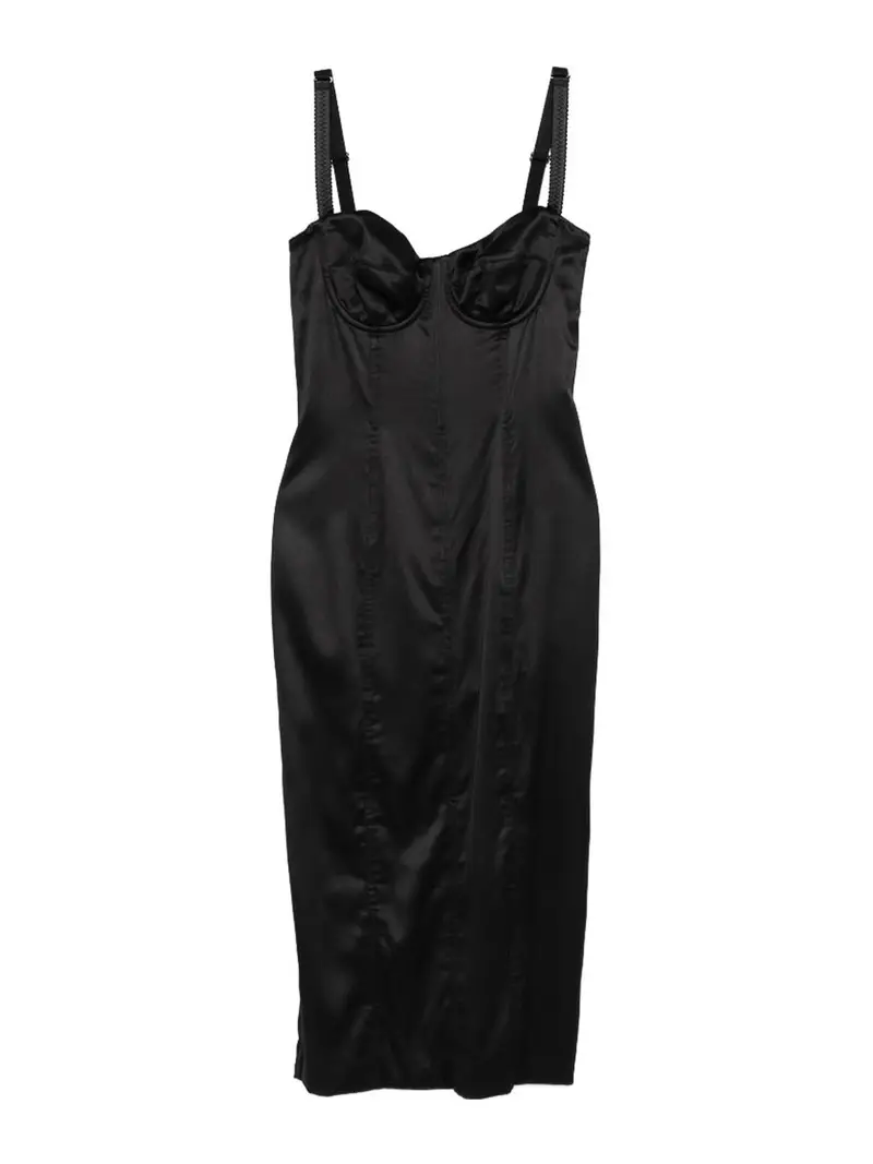 Abito midi in seta Nero