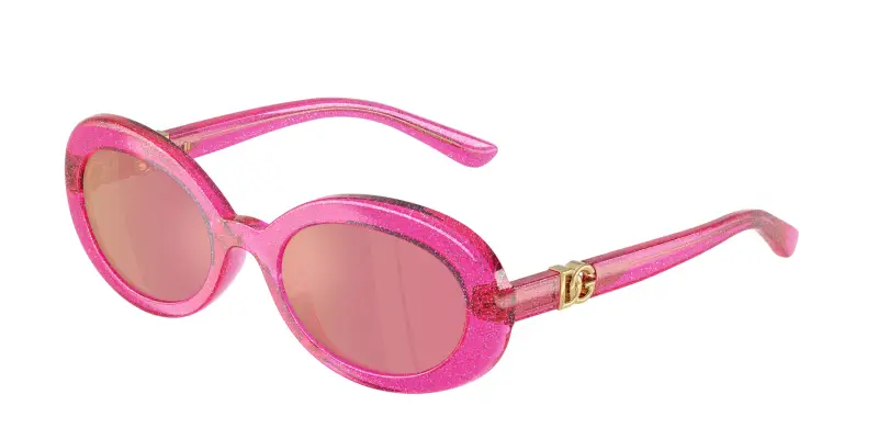 Bambino Dolce & Gabbana DX6007U 3351/Z Occhiali da sole Iniettato Rosa Rosa Rotonda Specchiate