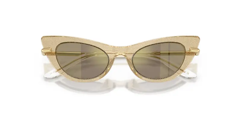 Bambino DX4008 31035A Occhiali da sole Acetato Oro Marrone Cat Eye Specchiate miniatura 2