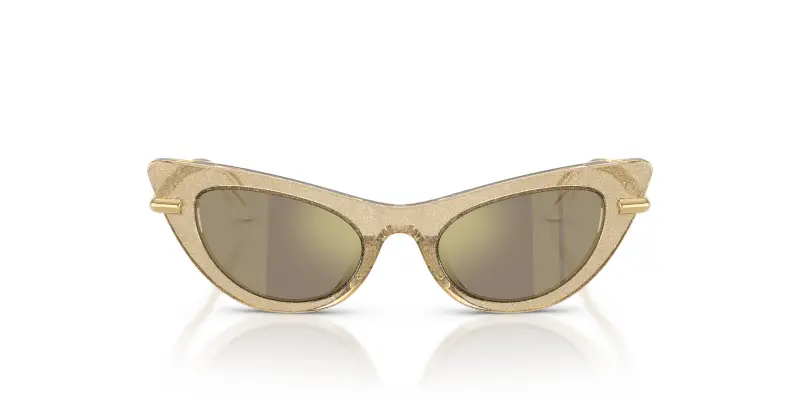 Bambino DX4008 31035A Occhiali da sole Acetato Oro Marrone Cat Eye Specchiate miniatura 3