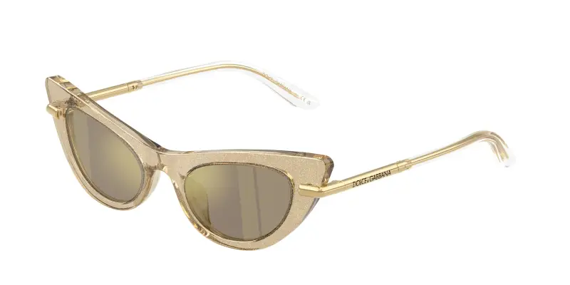 Bambino DX4008 31035A Occhiali da sole Acetato Oro Marrone Cat Eye Specchiate
