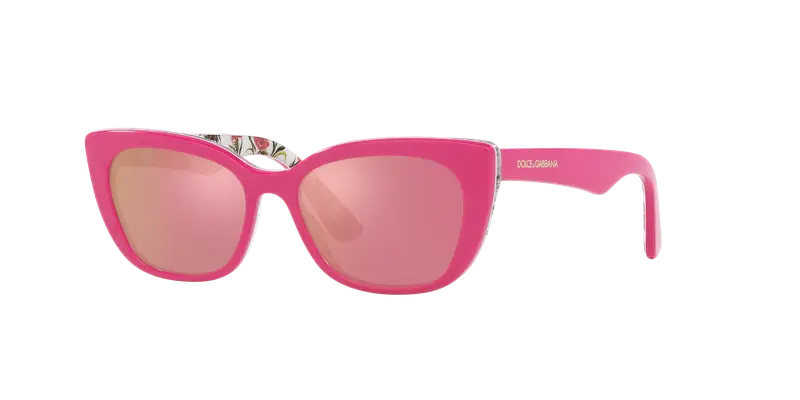 Dolce & Gabbana Bambino DX4427 3207/Z Occhiali da sole Acetato Rosa Rosa Cat Eye Specchiate miniatura 2