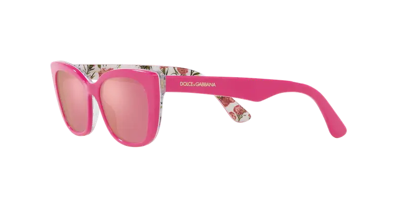 Dolce & Gabbana Bambino DX4427 3207/Z Occhiali da sole Acetato Rosa Rosa Cat Eye Specchiate miniatura 3