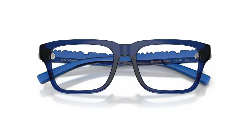 Bambino DX5008 3009 Montature da vista Iniettato Blu Trasparente Squadrata Normale miniatura 2