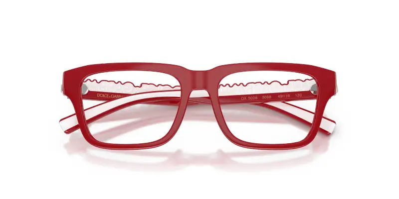 Bambino DX5008 3088 Montature da vista Iniettato Rosso Trasparente Squadrata Normale miniatura 2