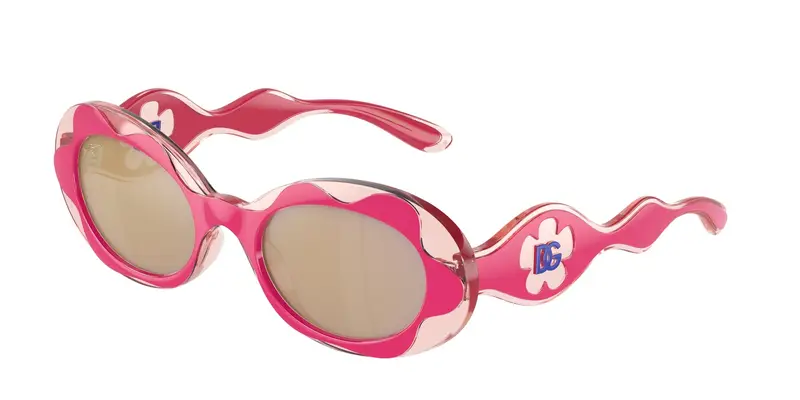 Dolce & Gabbana Bambino DX6005  30981T Occhiali da sole Iniettato Rosa Rosa Rotonda Specchiate